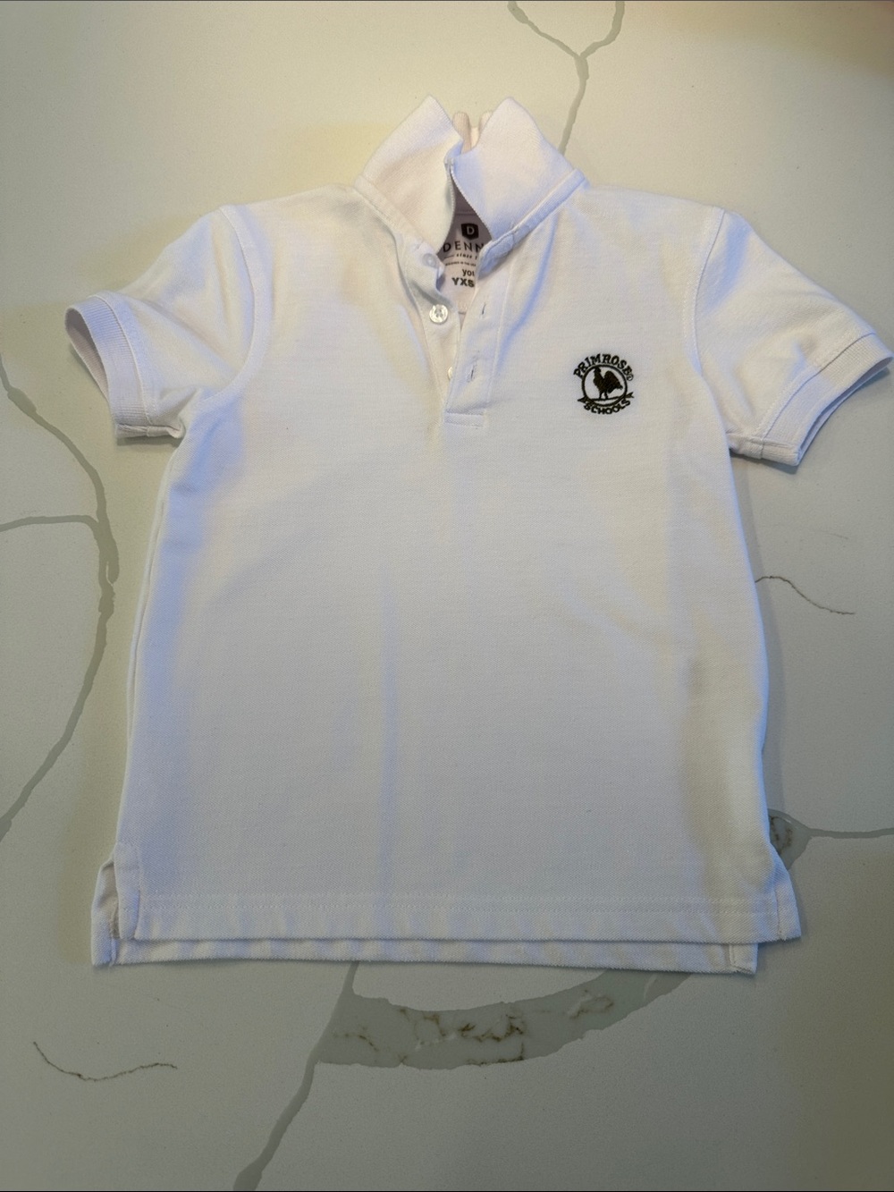 Dennis primrose school uniform short sleeve polo shirt white size YXS